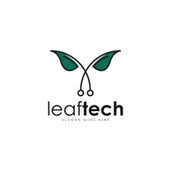 Leaf tech logo design template