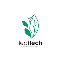 Leaf tech logo design template