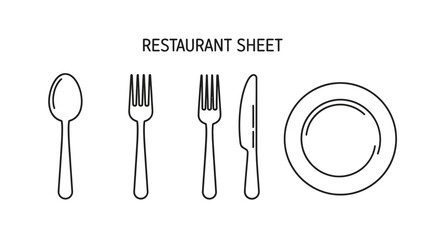 Elegant Restaurant Menu Logo Design Spoon, Fork, Knife, Plate