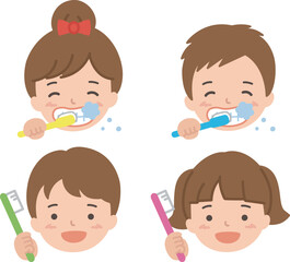 歯磨きする子供