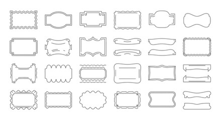 Fototapeta premium Collection of Elegant Line Art Frames and Banners Design Elements for Invitations, Cards, and More