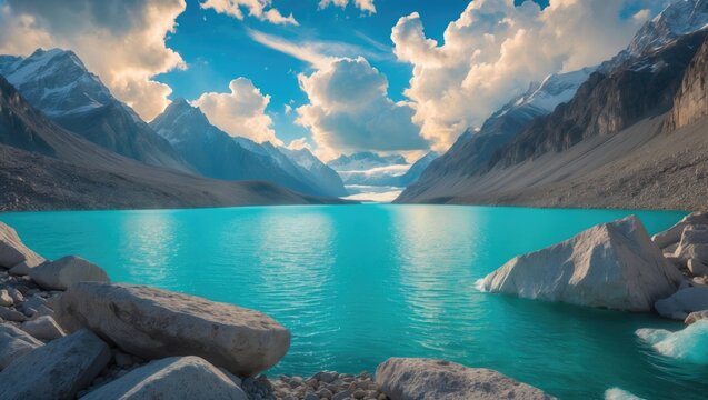 Blue Laguna Paron nestled in Huascaran National Park near Huaraz, Peru