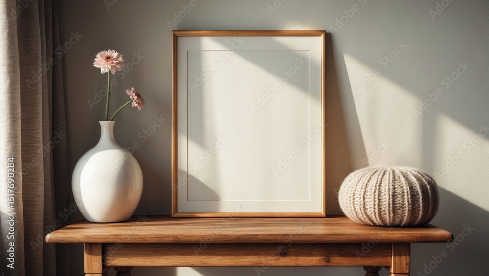 Poster empty wall frame mockup for artwork display in interior design