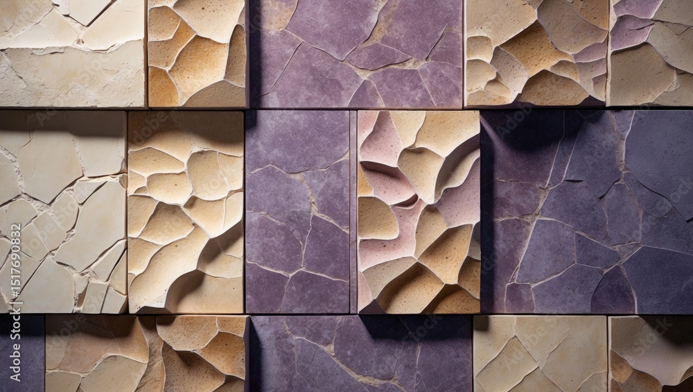 Aufkleber a colorful display of marble tiles featuring diverse patterns and textures illuminated by natural li