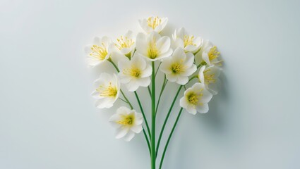 Fototapeta premium Elegant white jasmine flowers with leaves isolated on a plain background