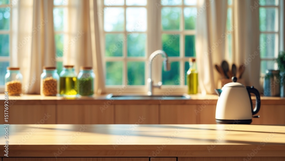 Poster modern countertop and tabletop in kitchen setting for product display