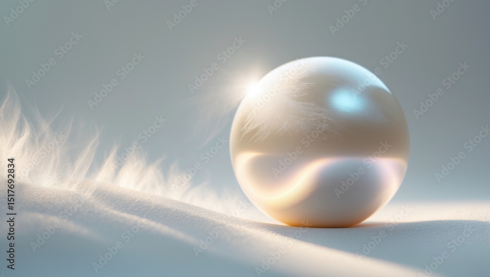 Poster elegant white pearls with shell texture on a clean background
