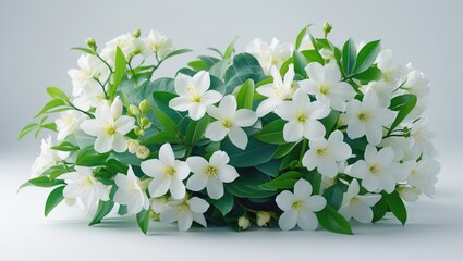 White background with a delicate orange jasmine blossom