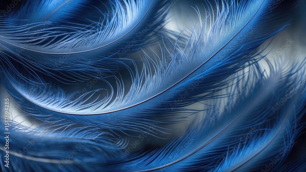Poster blue and black feather pattern with abstract textured background