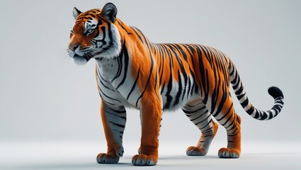 Fototapeta premium White Siberian tiger isolated on background with clipping path
