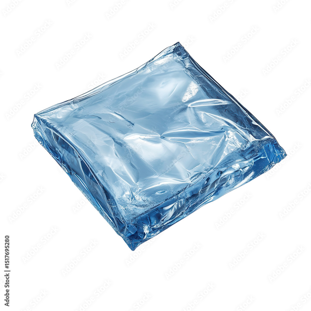 Poster a translucent block shimmering under light like ice from a mystical on transparent background