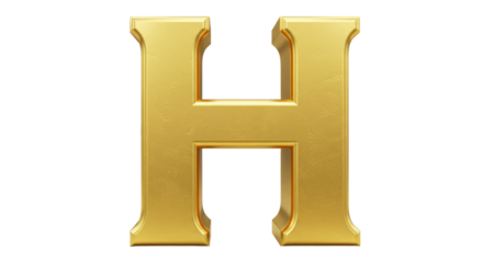 Isolated Golden Letter H on White Background