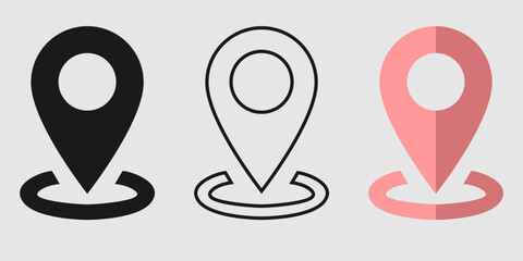 map vector flat icon set isolated on white background