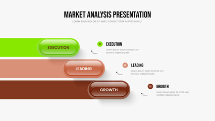 Corporate Solution 3 Element Diagram Frame Design. Marketing Briefing Slideshow Template Vector Illustration. Consulting Growth Three Option Infographic Presentation Layout.