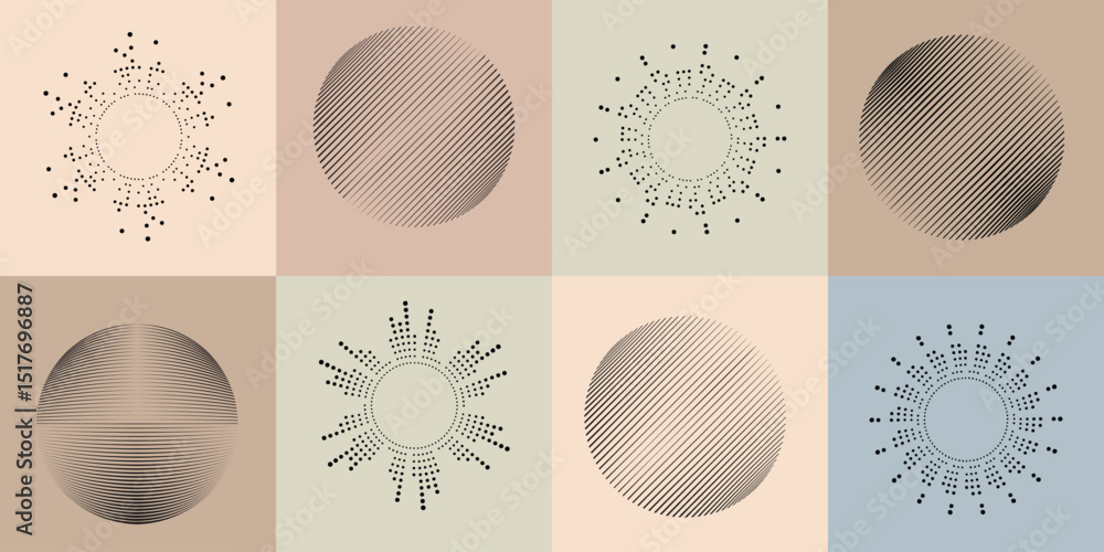 Fototapete lines in circle form . rotate rounded shape vector illustration .rotating circles form a ring.rotati
