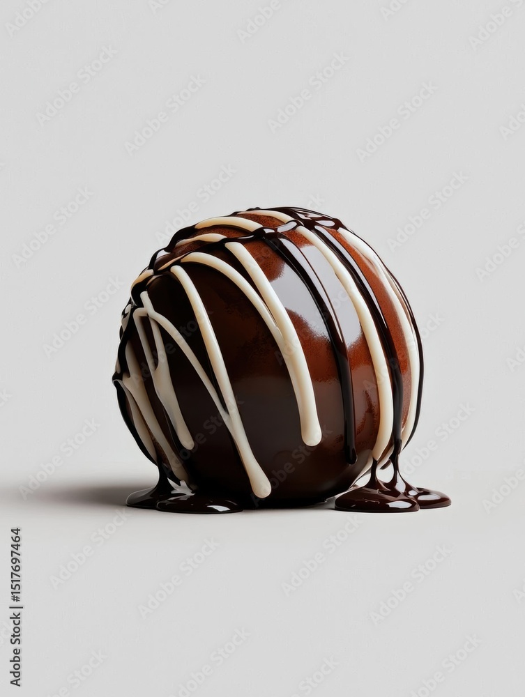 Poster 3d rendering of a chocolate truffle. the truffle is round and has a smooth texture. it is covered in