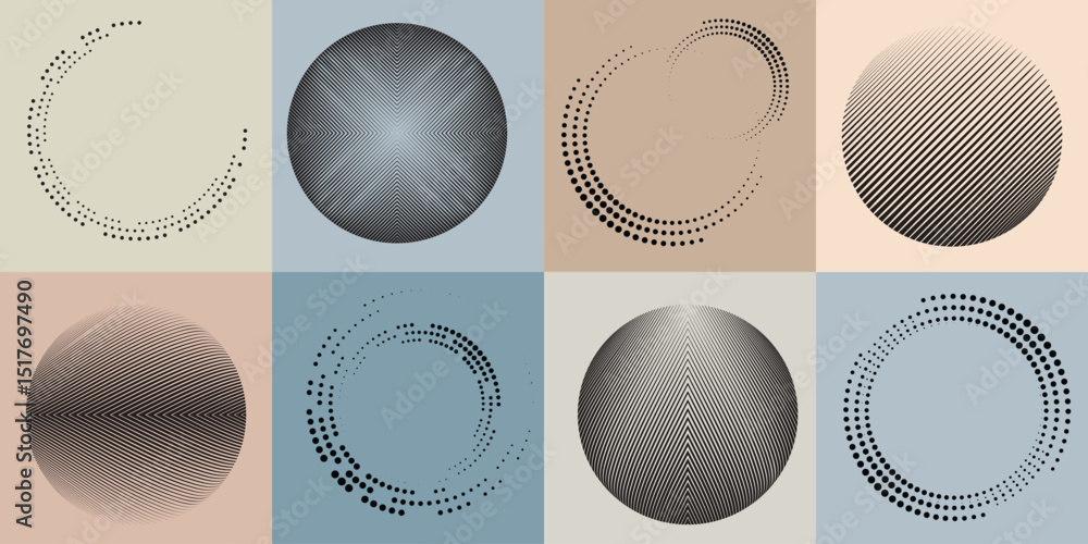 Fototapete lines in circle form . rotate rounded shape vector illustration .rotating circles form a ring.rotati