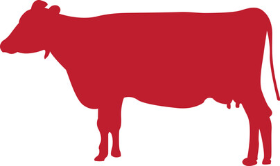 Red Cow Silhouette - Minimalist Design