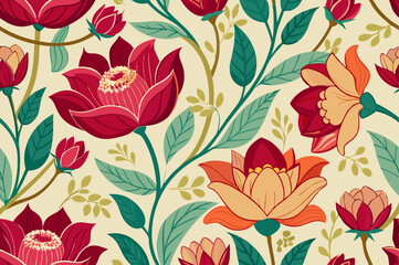 seamless pattern with flowers vector