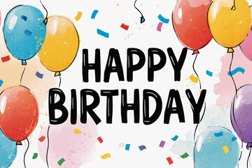 Color Holiday Card Happy Birthday Greetings celebration party. AI Generative