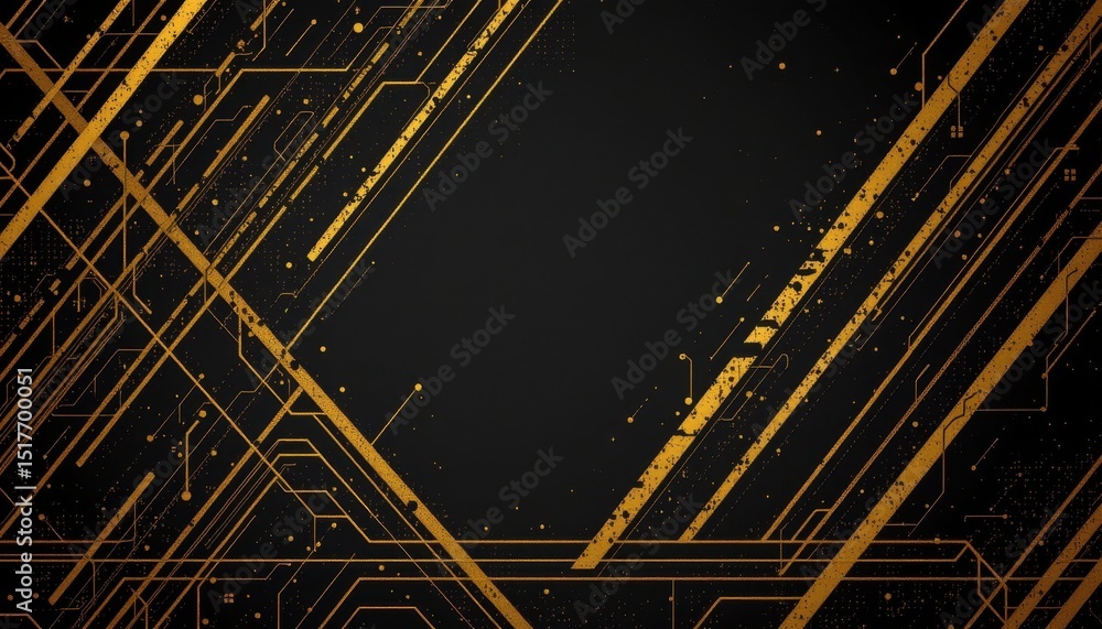 Poster abstract gold and black tech background design elegant golden lines on dark surface futuristic circu