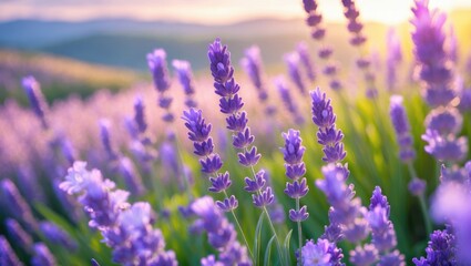 Fototapeta premium Lavender Blossom in Summer Sunset