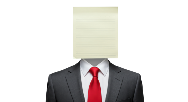 Isolated Businessman with Sticky Note for Head - Powered by Adobe