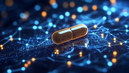 AI-Powered Capsule Futuristic Digital Illustration of Precision Medicine in Healthcare