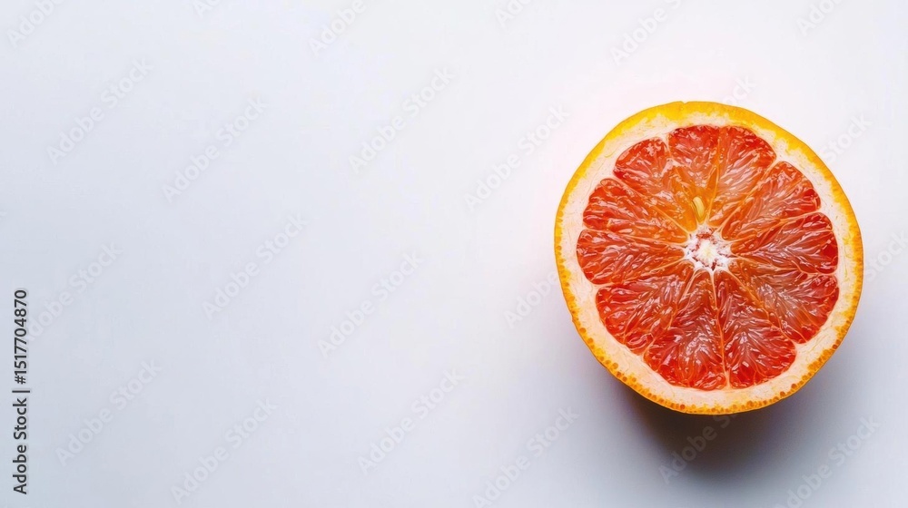 Poster close-up of a half of a grapefruit. the grapefruit is cut in half, with the outer edge of the fruit 