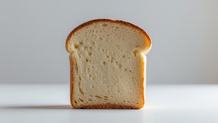 Top view of fresh wheat bread slices on a white background