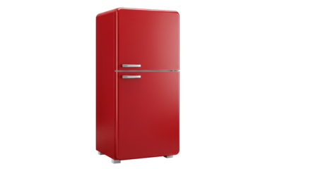 Isolated Red Retro Refrigerator