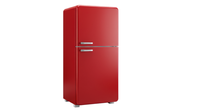 Isolated Red Retro Refrigerator