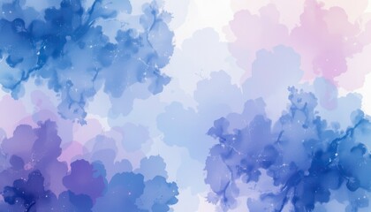 Dreamlike Watercolor Flower Background Pastel Blue Purple Hues Soft Floral Design