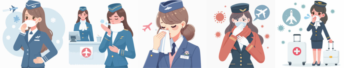 flight attendant character vector having flu