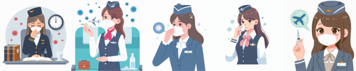 flight attendant character vector having flu