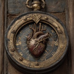Obraz premium Unique heart-shaped clock design with intricate detailing and textures Generative AI