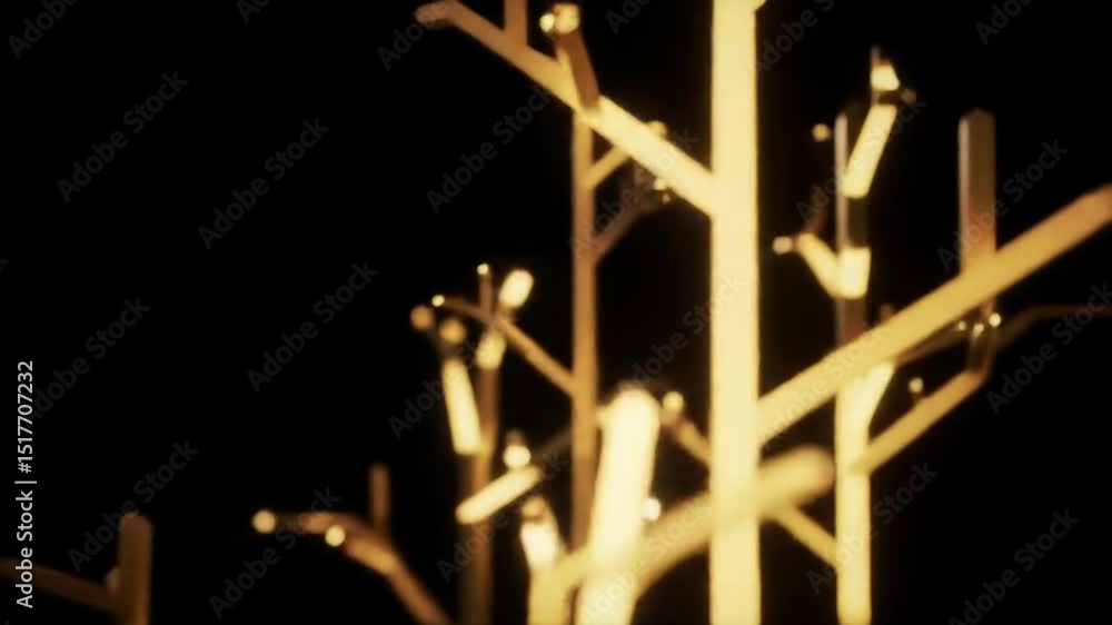 Poster abstract glowing golden branch structure resembling a digital tree network, symbolizing organic grow