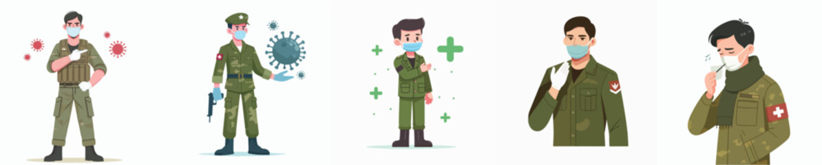 soldier character vector having flu
