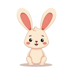 Cream colored rabbit icon with cute paws and big smile high resolution png