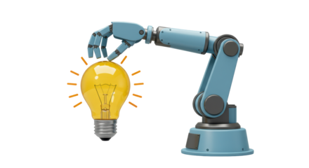 Isolated Robot Arm Holding Light Bulb