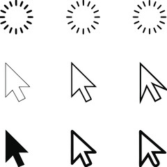 Loading and Cursor Icon Set with Varying Styles and Line Thickness