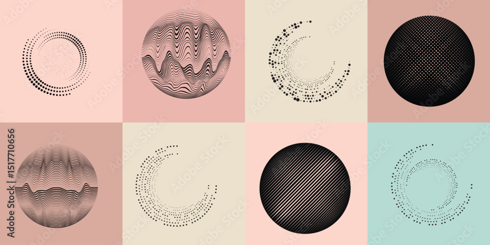 Fototapete lines in circle form . rotate rounded shape vector illustration .rotating circles form a ring.rotati