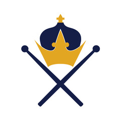 Crown and Royal Scepter Crossed Icon Vector Style