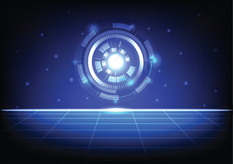 Circle abstract technology futuristic illustraton design. Concept of tech connect communication network, innovation intrface, science and cyberspace graphic glow element, engineering system high tech.