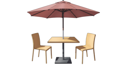 Isolated outdoor dining set with umbrella