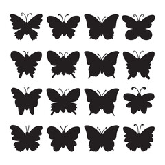 Collection of butterfly vector, icon. Butterfly silhouette, vector set. Abstract modern butterfly, insect silhouette. Vector illustration.