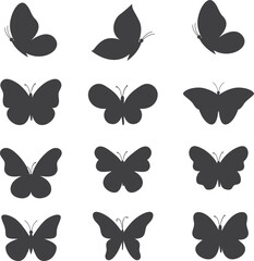 Collection of butterfly vector, icon. Butterfly silhouette, vector set. Abstract modern butterfly, insect silhouette. Vector illustration.