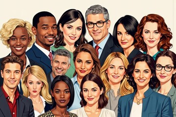 Fototapeta premium Collage of Accountants: A Display of Diversity in Ethnicity through Individual Portraits