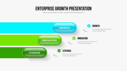 Market Insight Presentation Template Vector Illustration. Product Visualization 3 Step Diagram Frame Design. Creative Introduction Three Element Infographic Slide Layout.