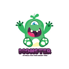 Monster mascot logo design cartoon template